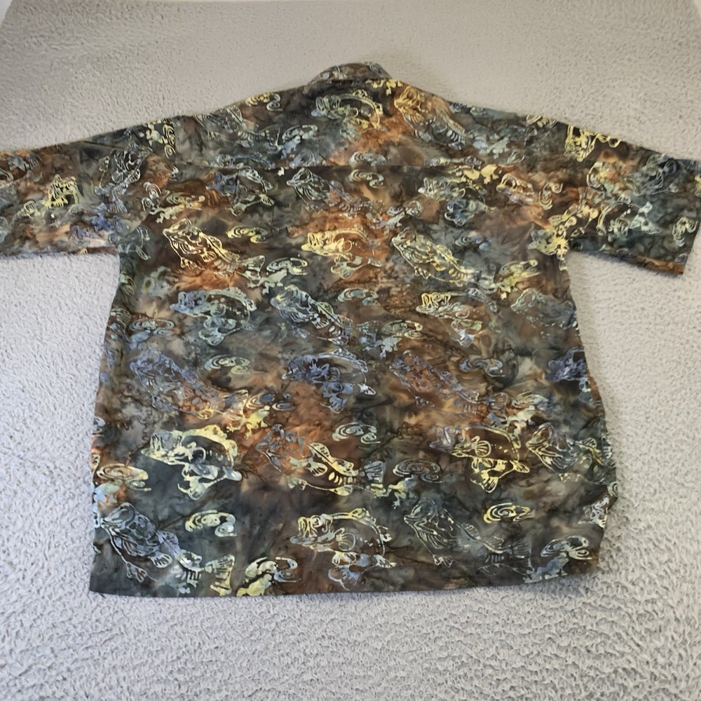 Johari West Shirt Mens XL Button Up Hawaiian Bass Fish All Over Print Pocket - Picture 8 of 9